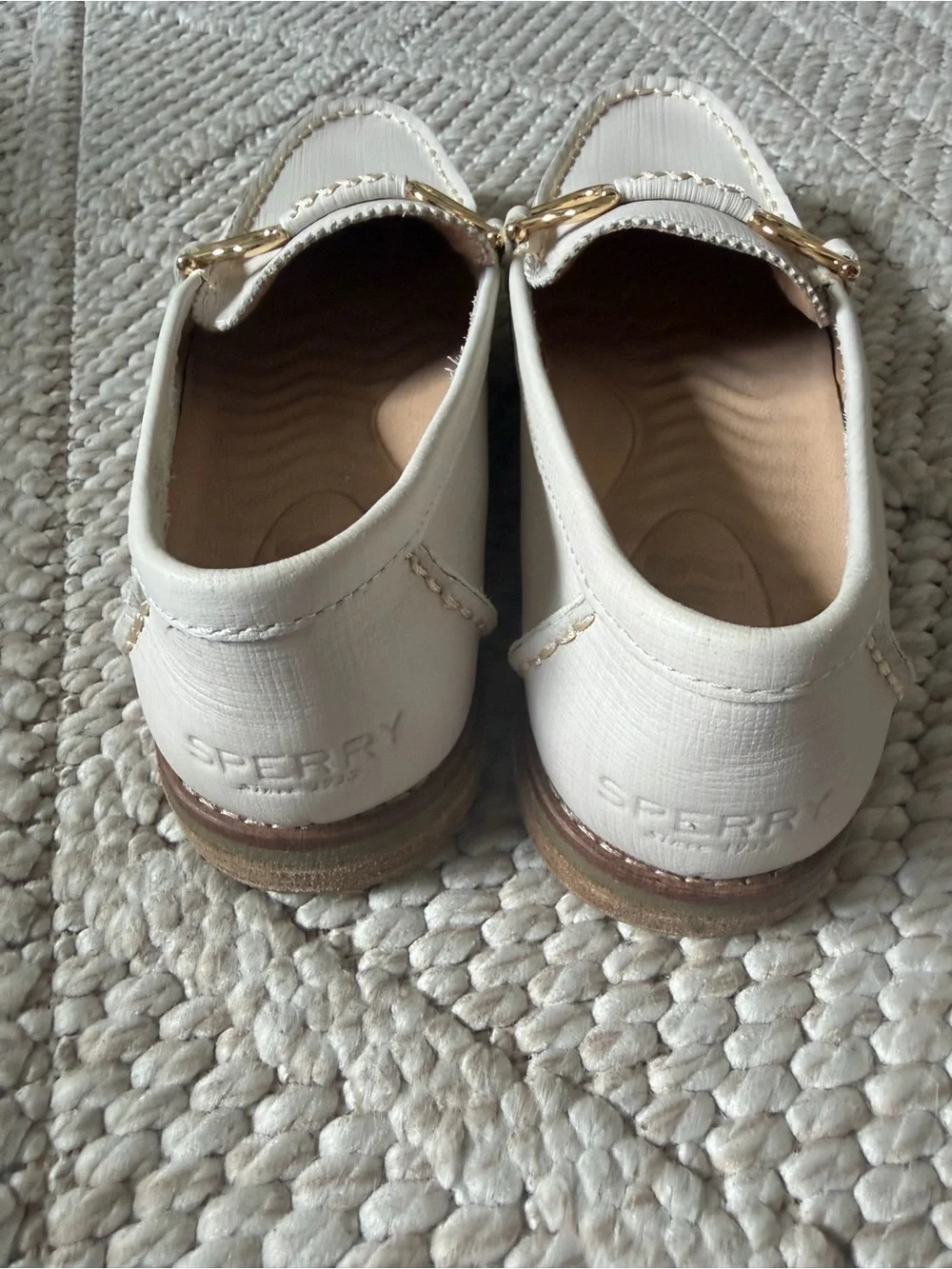 Sperry Women's Seaport Penny Plushwave Leather Loafers 8 Gold Hardware